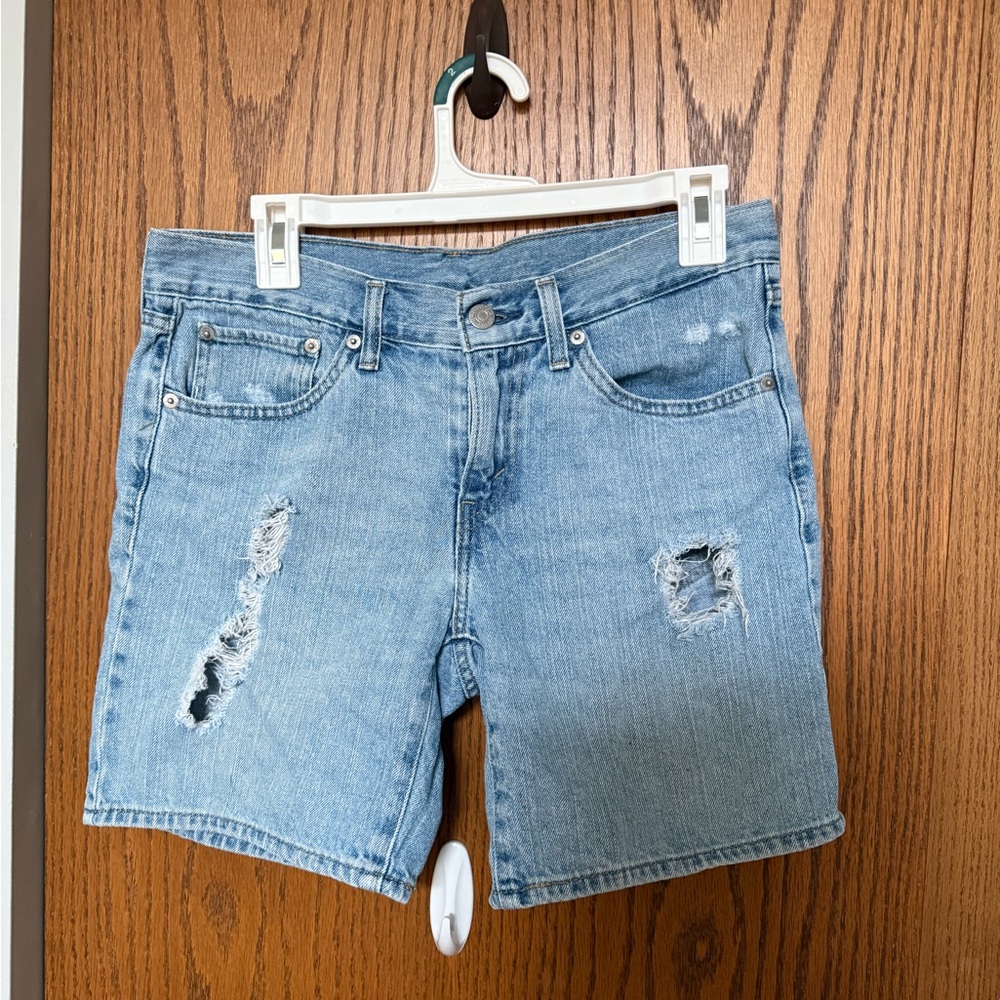 Levi's Light Blue Distressed Jean Shorts